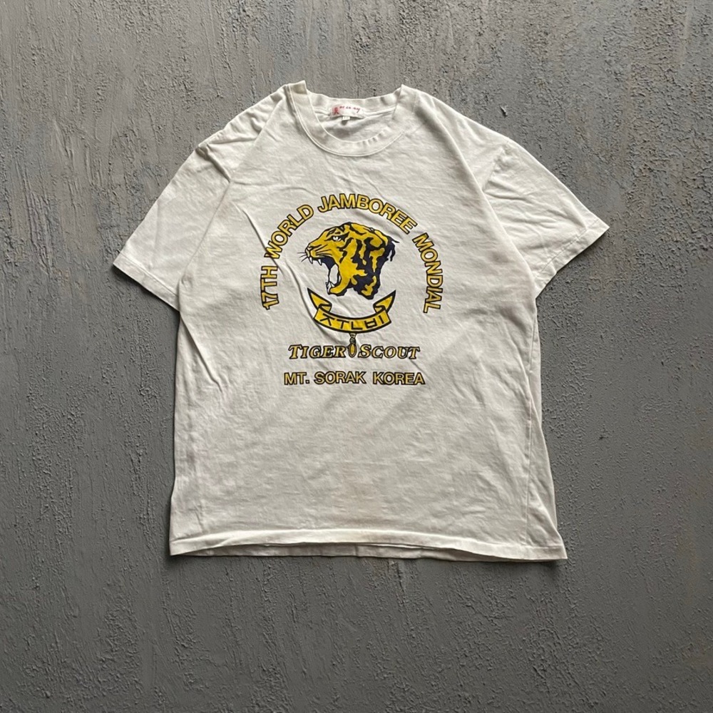 Vintage 17th World Jamboree Tiger Scout Shirt Men Large White 90s Mt Sorak Korea